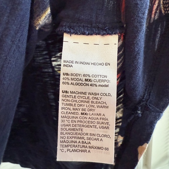 Chico’s Floral V-Neck 3/4 Sleeve Cotton Modal Top Spring Printed Bohemian Large - Picture 4 of 8